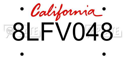 8LFV048 California License Plate