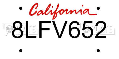 8LFV652 California License Plate