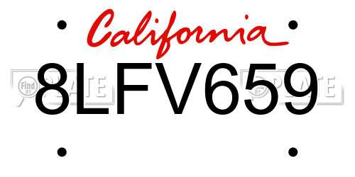 8LFV659 California License Plate