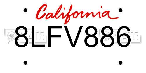 8LFV886 California License Plate