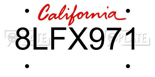 8LFX971 California License Plate