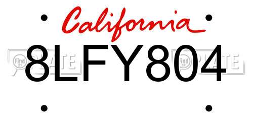 8LFY804 California License Plate