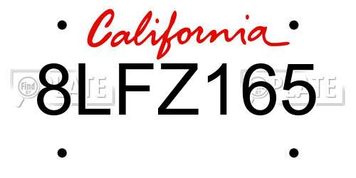 8LFZ165 California License Plate