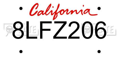 8LFZ206 California License Plate