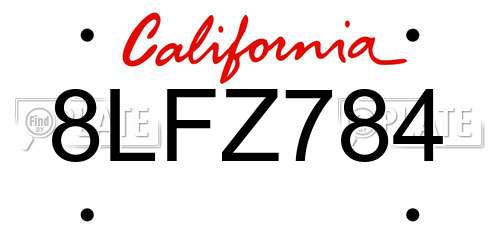 8LFZ784 California License Plate
