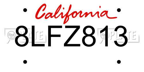8LFZ813 California License Plate