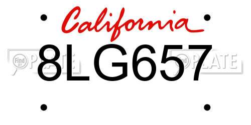 8LG657 California License Plate