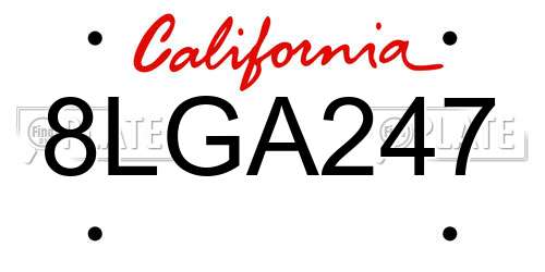 8LGA247 California License Plate