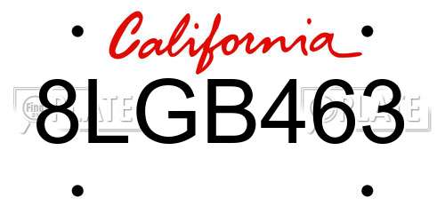 8LGB463 California License Plate
