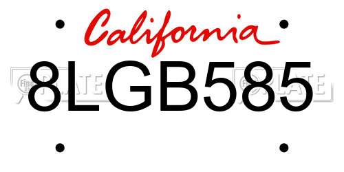 8LGB585 California License Plate
