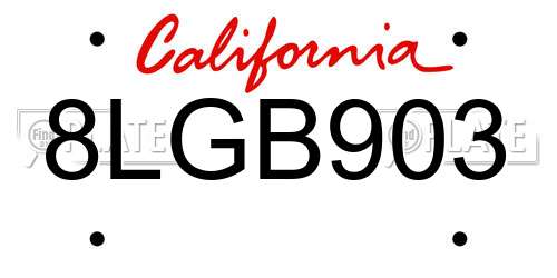 8LGB903 California License Plate