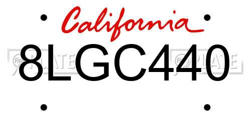 8LGC440 California License Plate