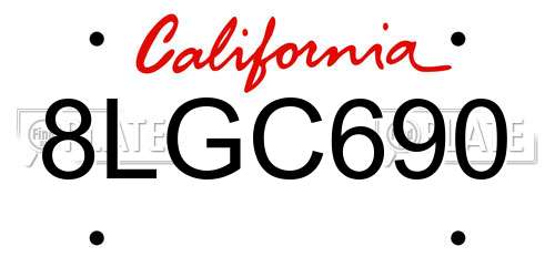 8LGC690 California License Plate