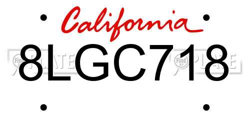 8LGC718 California License Plate