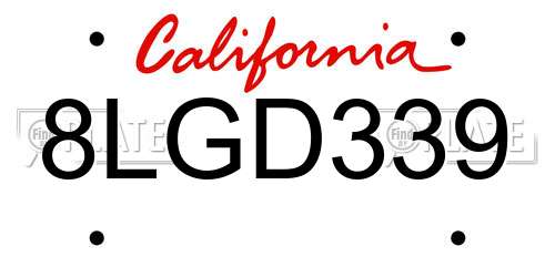 8LGD339 California License Plate