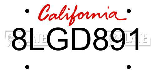 8LGD891 California License Plate