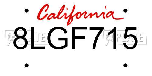 8LGF715 California License Plate