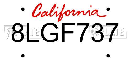 8LGF737 California License Plate