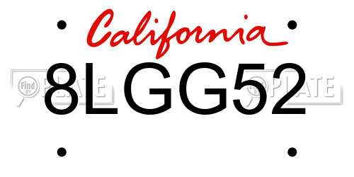 8LGG52 California License Plate