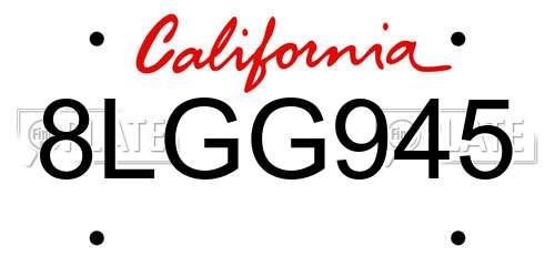 8LGG945 California License Plate