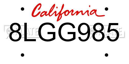8LGG985 California License Plate