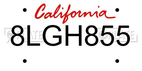 8LGH855 California License Plate