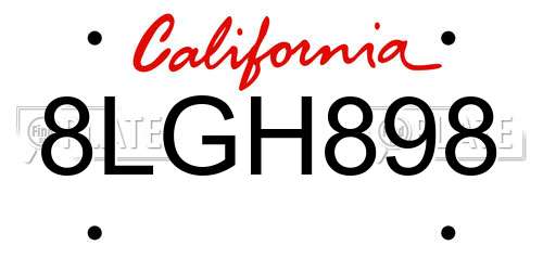 8LGH898 California License Plate
