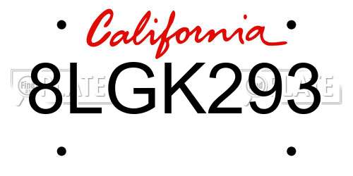 8LGK293 California License Plate