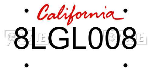 8LGL008 California License Plate