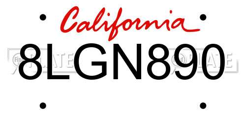 8LGN890 California License Plate