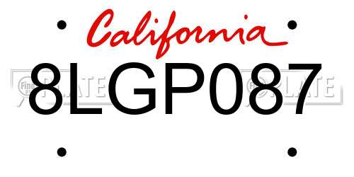 8LGP087 California License Plate