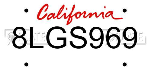 8LGS969 California License Plate