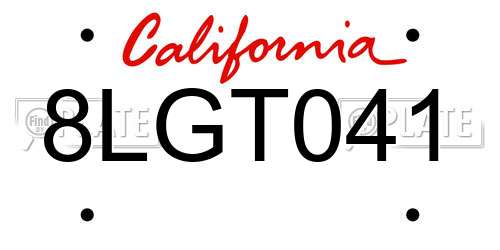 8LGT041 California License Plate