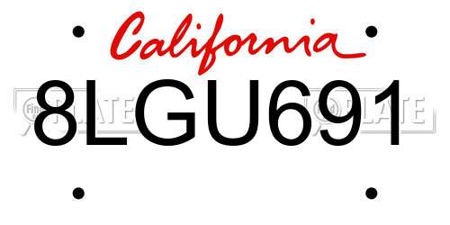 8LGU691 California License Plate