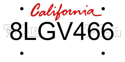 8LGV466 California License Plate