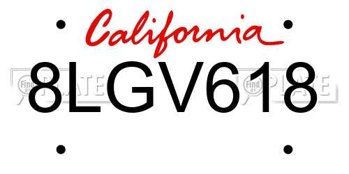 8LGV618 California License Plate