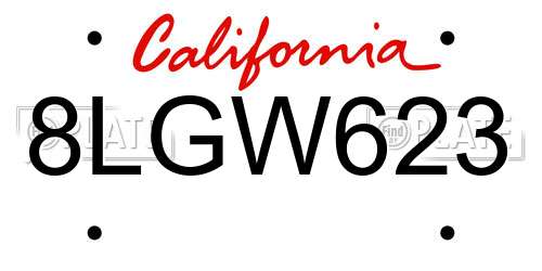 8LGW623 California License Plate