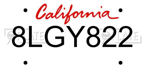 8LGY822 California License Plate