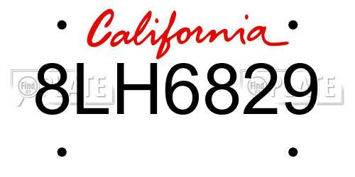 8LH6829 California License Plate