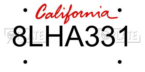 8LHA331 California License Plate