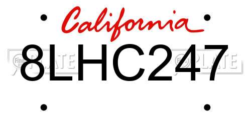 8LHC247 California License Plate