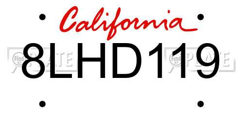 8LHD119 California License Plate