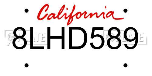 8LHD589 California License Plate