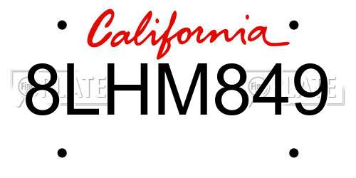 8LHM849 California License Plate