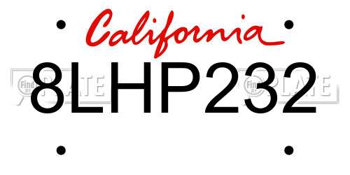 8LHP232 California License Plate