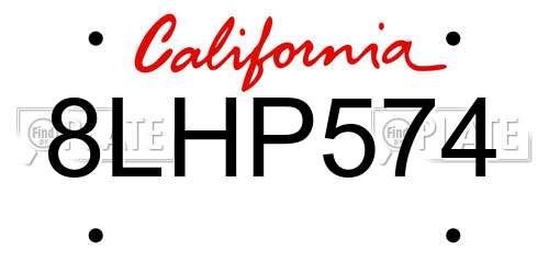 8LHP574 California License Plate