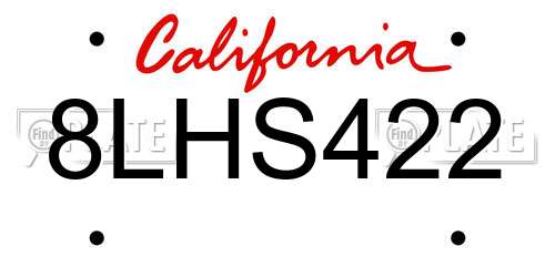 8LHS422 California License Plate