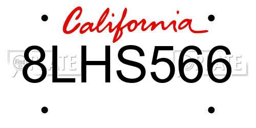 8LHS566 California License Plate