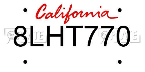 8LHT770 California License Plate