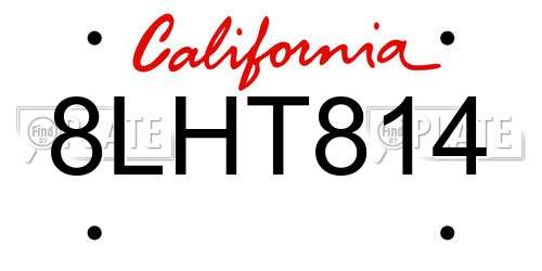 8LHT814 California License Plate